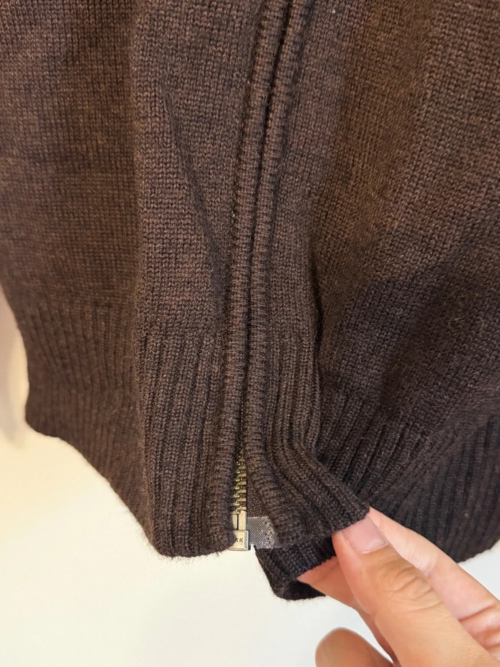 J CREW Mens Sweater Full Zip 100% Merino Wool Brown Casual Preppy LARGE
